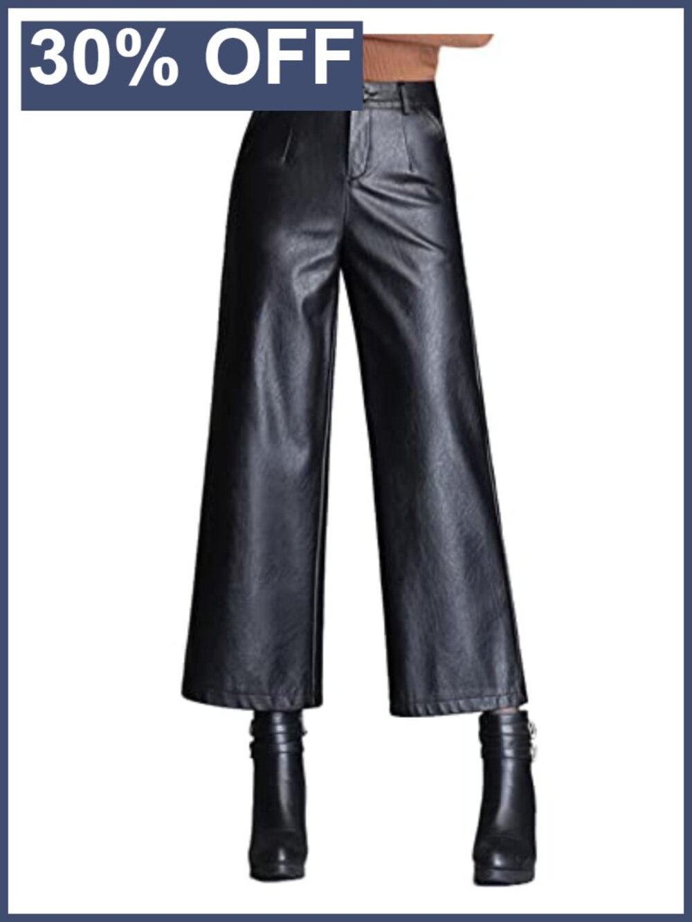High Waist Wide Leg Faux Leather Palazzo Pants
